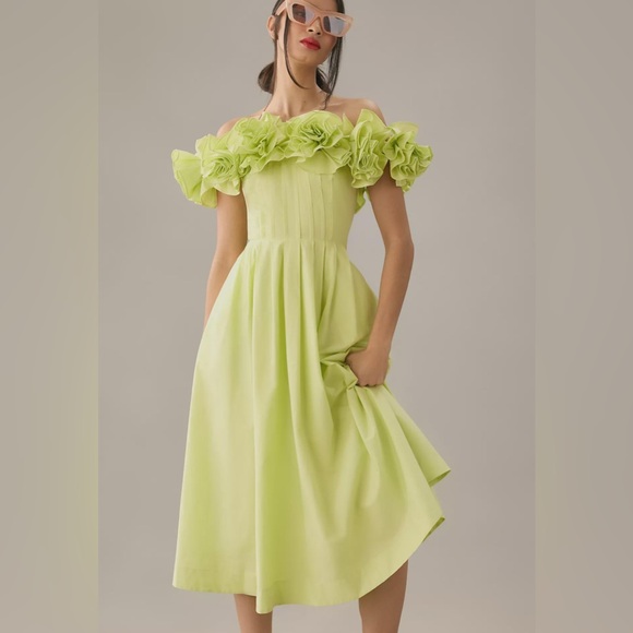 The Corina Ruffled Dress by Maeve in light green - Picture 5 of 14